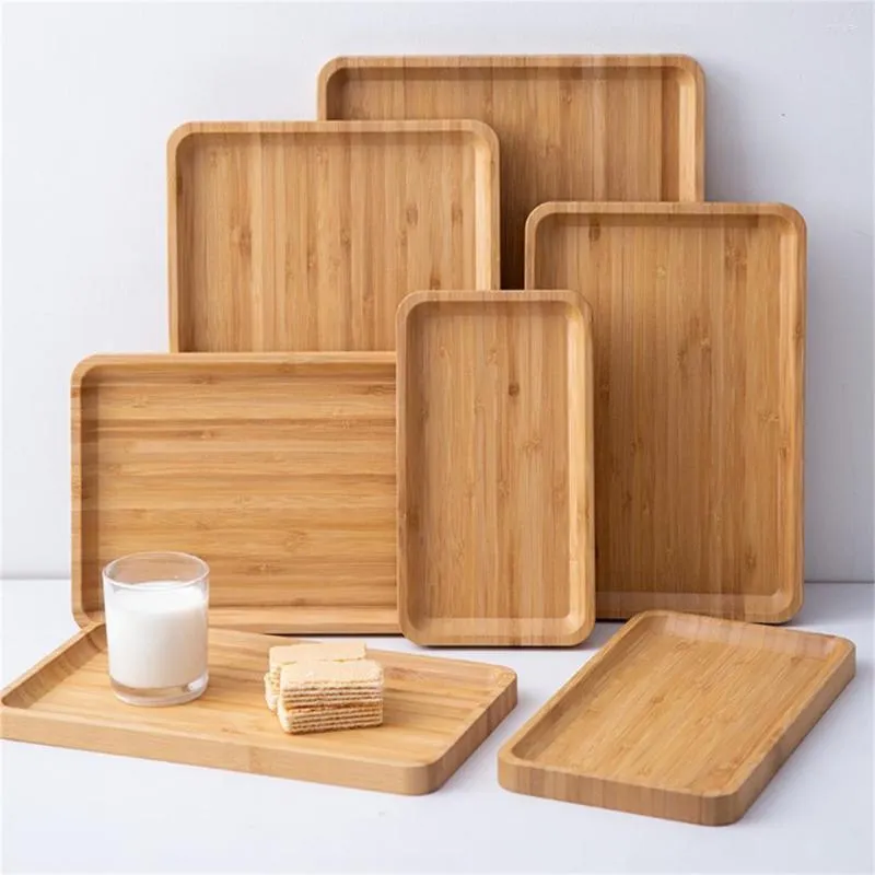 Plates Bamboo Tea Tray Eco-Friendly Fruit Grade Decorate Universal Strong Bearing Kitchen Decor