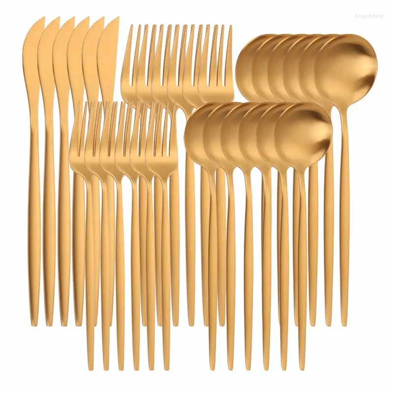 Utensílios de jantar conjuntos de talheres de aço inoxidável dourado conjunto de knive colher de luxo de luxo de cozinha de cozinha de mesa de talheres ocidentais