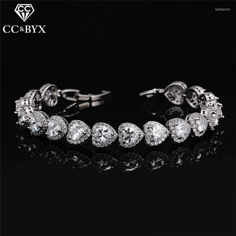 Bracelets porte-bonheur de luxe pour femmes cristal coeur forme brillant strass bracelet accessoires de mariage mariée fiançailles bijoux S0064