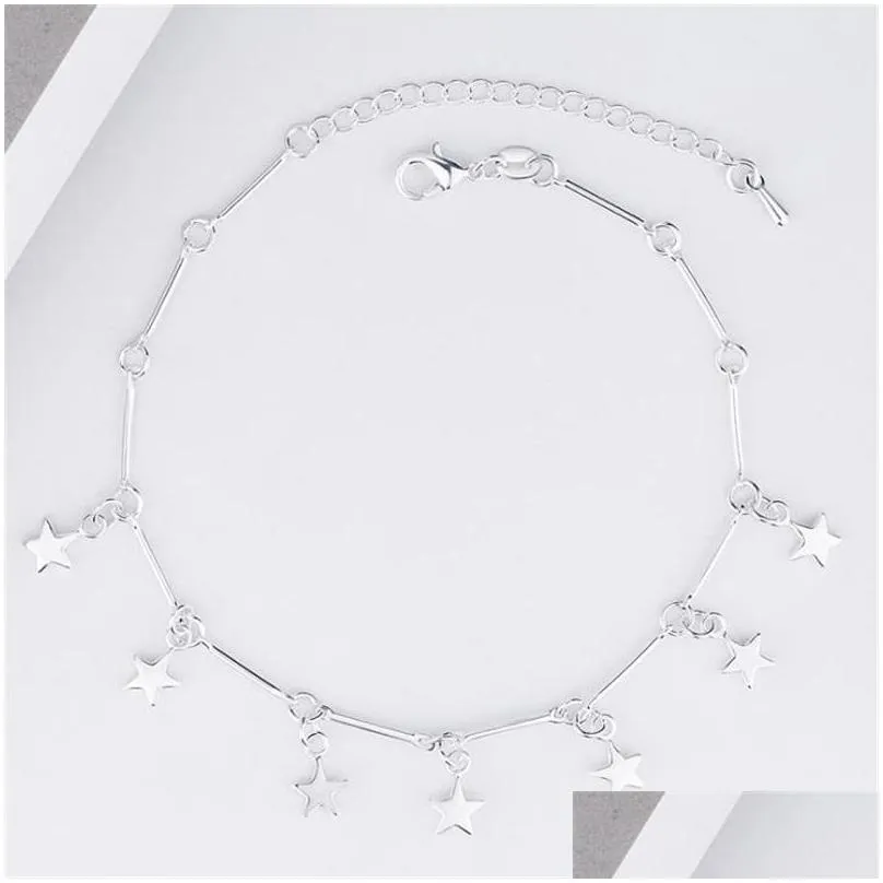 2021 kofsac fashion 925 sterling silver chain anklets for women party charm star ankle bracelets foot jewelry cute girl gift 