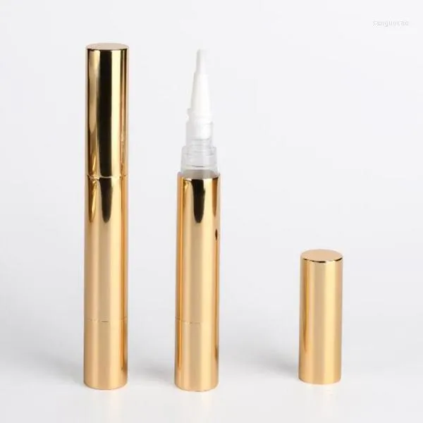 Storage Bottles 100pcs 5ml Gold Cuticle Oil Pen Twist Empty Nail Care Lip Gloss Containers Tube 2ml 4ml With Brush