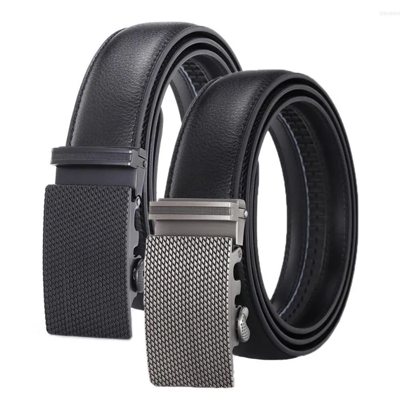 Riemen in heren zwart zilveren metaal automatische buckle fashion business klassieke vrijetijdskwaliteit lederen jeans tailleband