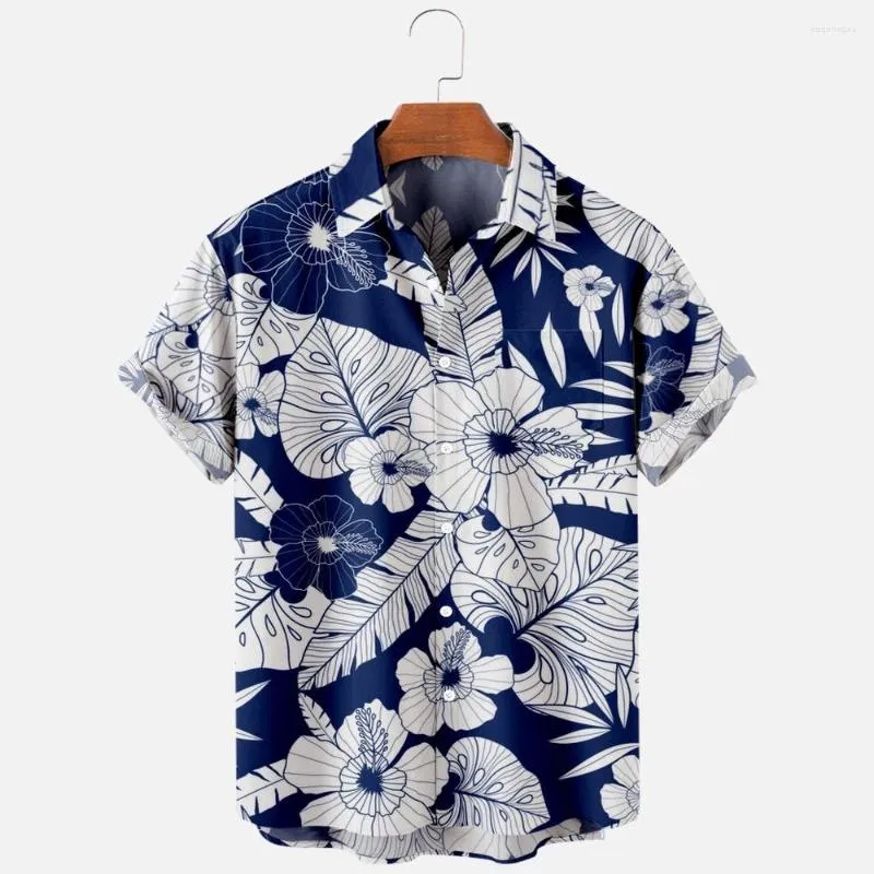 Camicie casual da uomo Moda uomo T Camicie tropicali hawaiane Stampa 3d Accogliente un bottone Manica corta Abiti da spiaggia oversize 22