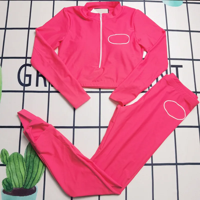 2022 Streetwear White Pink 2 Two Piece Set Women Outfits Fitnesss Lange mouw Crop Top Leggings Women Ladies Tracksuit Vrouw