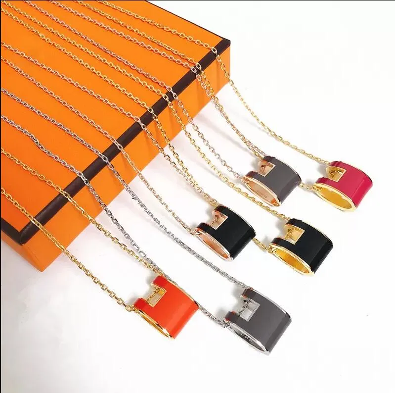 20Color Classic Luxury H Pendant Necklaces Women 18K Gold Silver H Letter Necklace designer jewelry Colorfast Hypoallergenic no box
