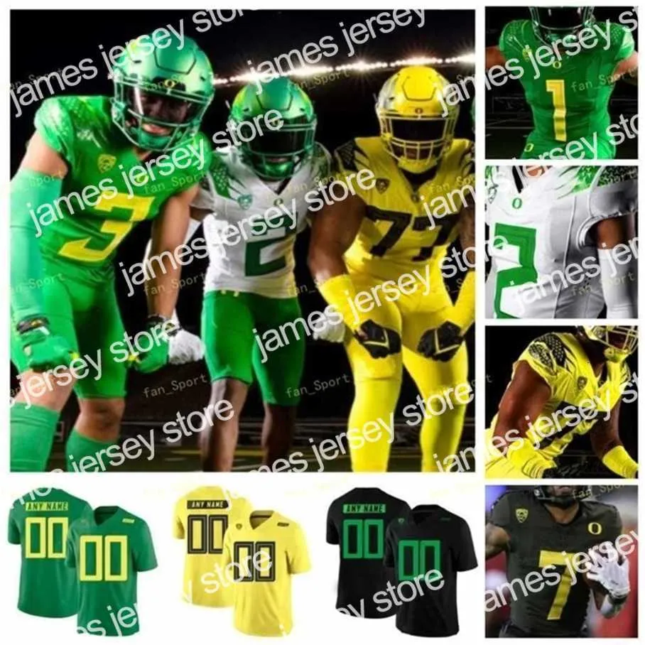 Vêtements de football universitaire américain Thr NCAA College Oregon Ducks Justin Herbert CJ Verdell Kayvon Thibodeaux Tyler Shough DJ Johnson Maillots de football personnalisés Vert Whit