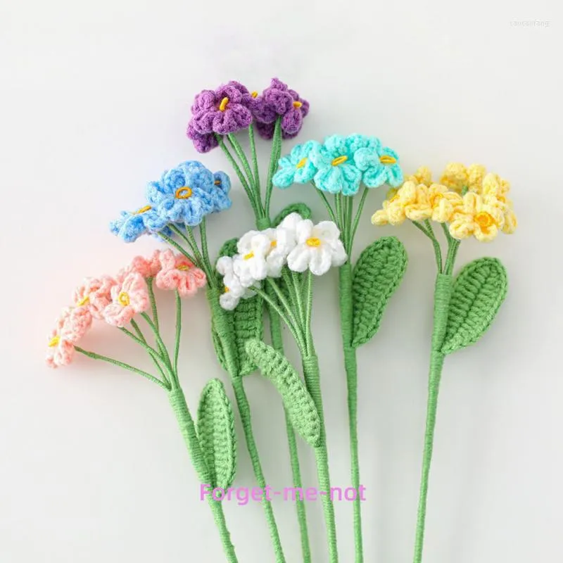 Dekorative Blumen häkeln Vergissmeinnicht Simulation Blumenstrauß Schlafzimmer Wohnzimmer Home Dekoration Geschenke für Freunde Liebhaber