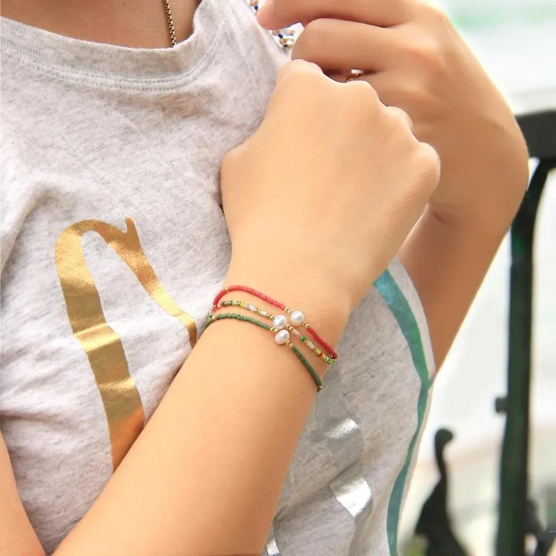 Pulseiras de charme c.quan chi miyuki bracelete simples feminina de moda de miçangas artesanais