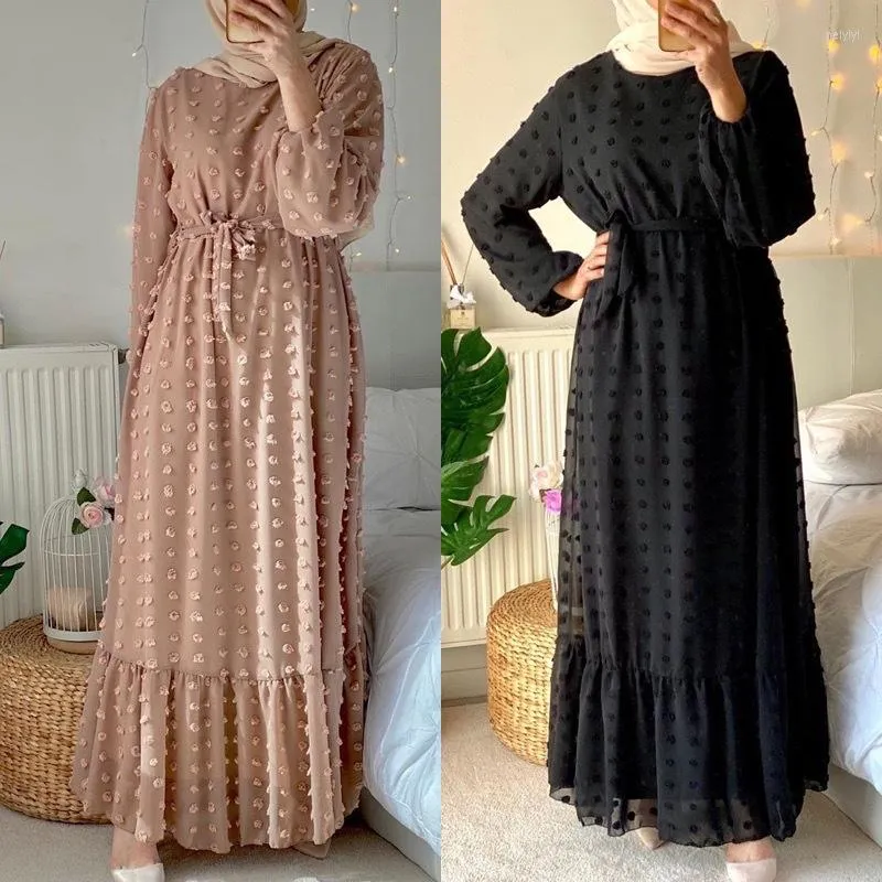 Ubranie etniczne Donsignet Sukienka muzułmańska moda abaya dubai elegancka kobieta szyfon jacquard długie aplikacje Turcja