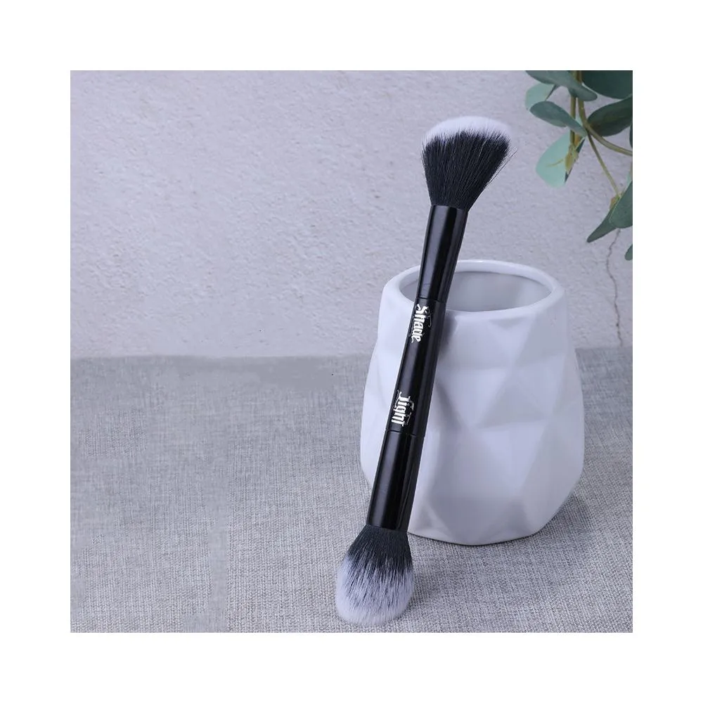 Double-Ends Face Contour Makeup Brush Shade Light Soft Synthetic Powder Highlighter Blush Sculpting Cosmetics Tool