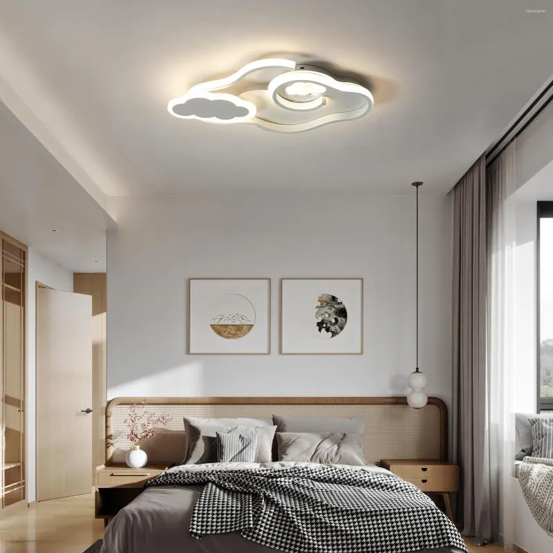 Luzes de teto Modern LED Light Dimmable Cloud Shape Flade Mount Remote Creative Creative Acrílico Candelas de Fixi -Sala de Fixamento 36W/Branco