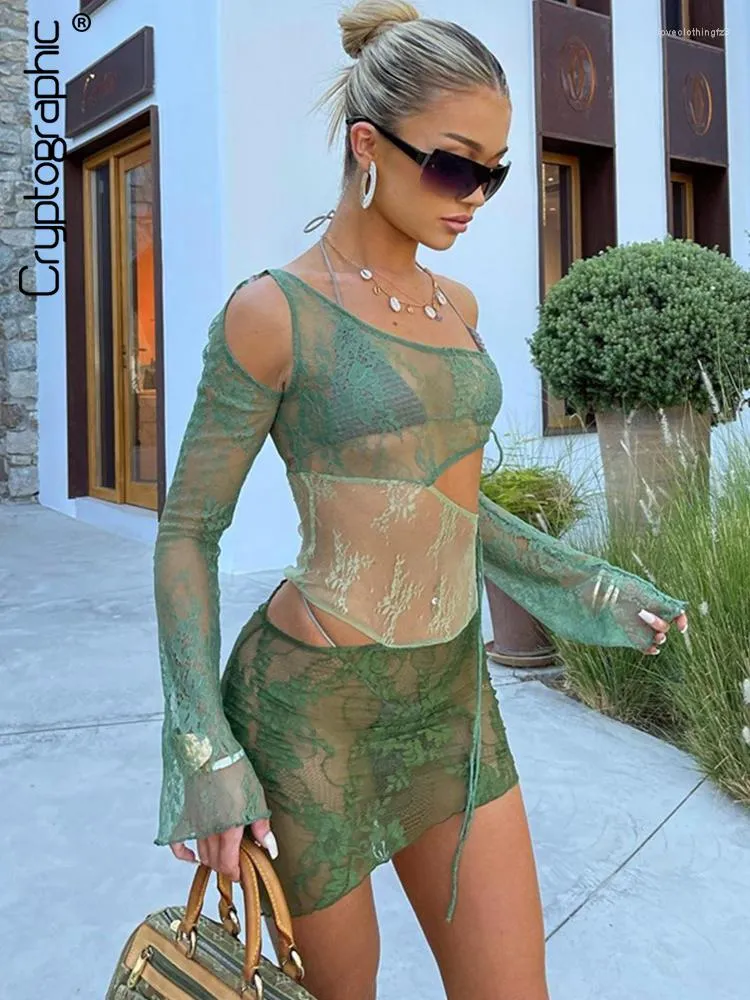 Casual Mini Dress: Jacquard Transparent Sexy Backless Womens