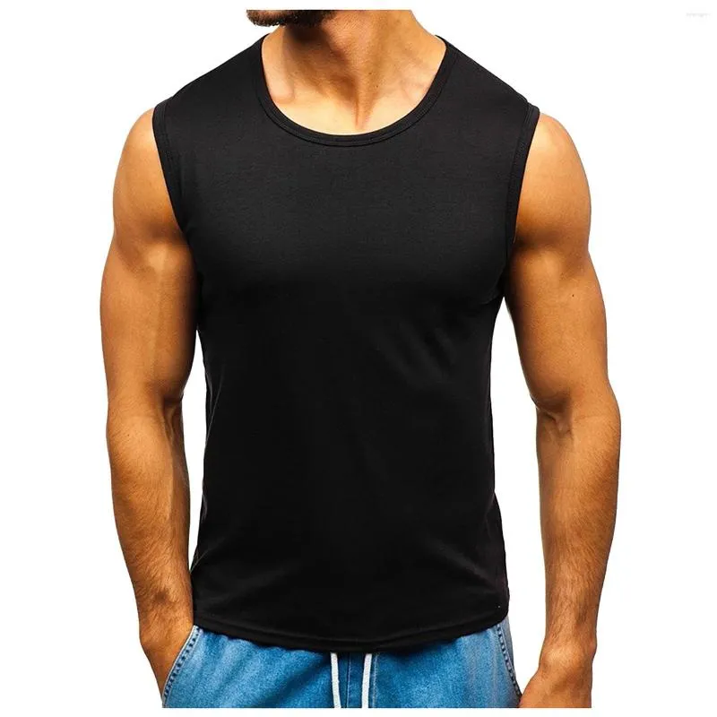 Tops canotte da uomo Sport Sport Pure Color Track Track Suit Lightweight Sleeveless Contrast O-Neck Overszed Refeshing Fitness Summer 2023