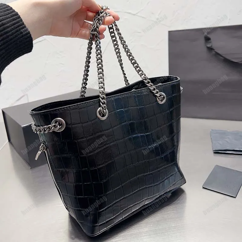 Schwarze Handtasche, Kunstwerk, modische Einkaufstasche, klassische Top-Designer-Taschen, Party-Ketten, Damen-Einkaufshandtaschen, luxuriöse Umhängetasche, hochwertige Umhängetasche im Großhandel
