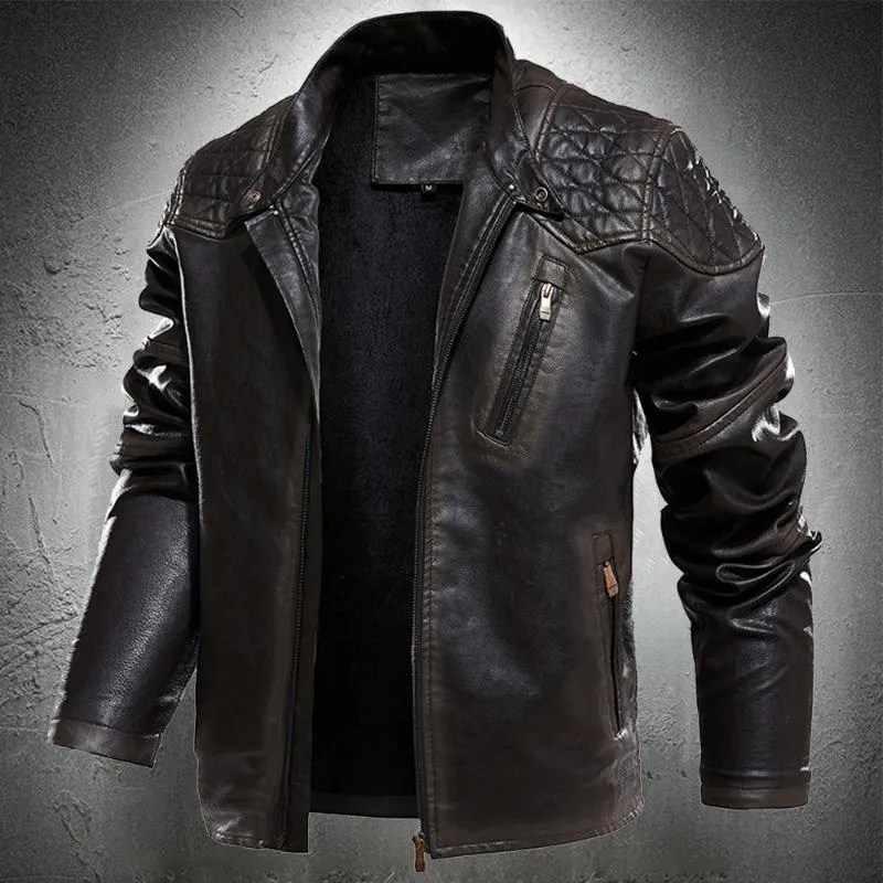 Herrenjacken Frühling Herbst Lederjacke Männer Vintage Stil Motorrad Stehkragen Biker Mantel Retro Mode Kleidung