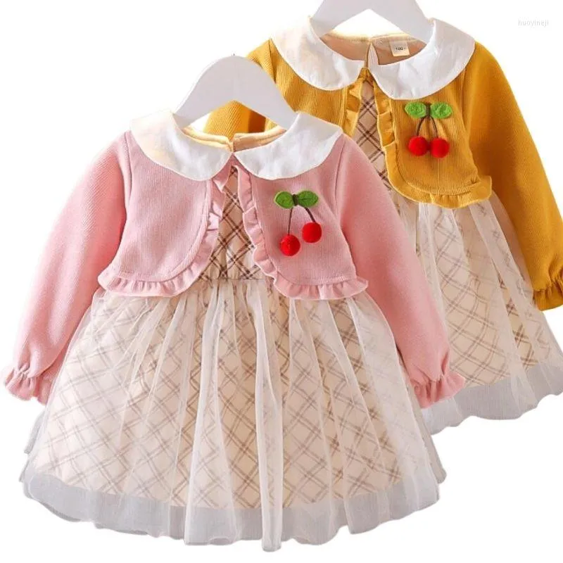 Girl Dresses Fake Two Piece Cape Dress For Baby Party Infant First Birthday Princess Toddler Girls Christening Gown Clothes