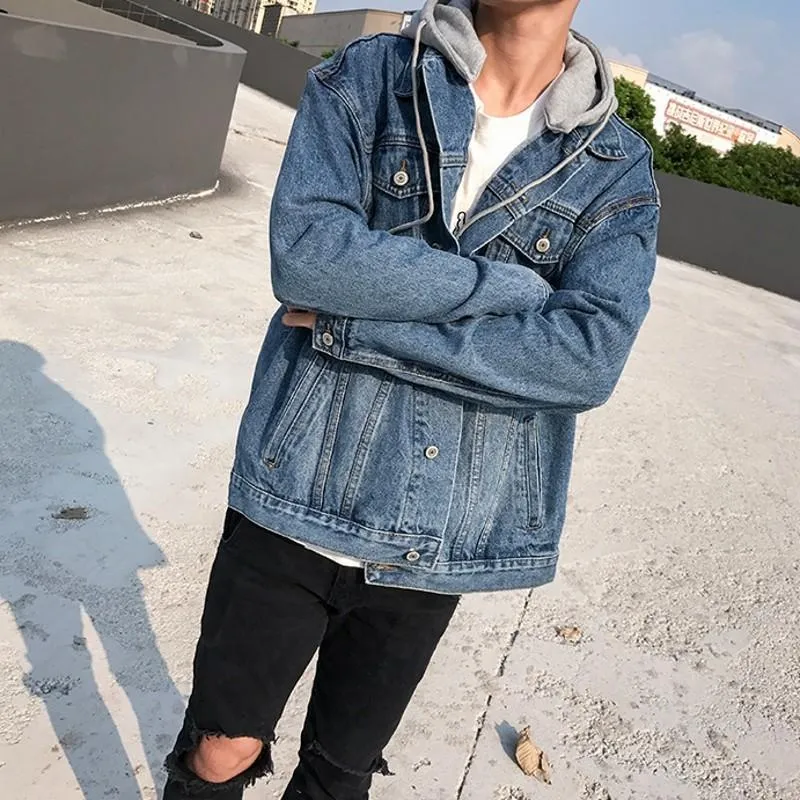 Vestes pour hommes Mode masculine Printemps Automne Jeans Manteau 2023 Mens Loose Fit Streetwear Veste à capuche Hip Hop Style Denim