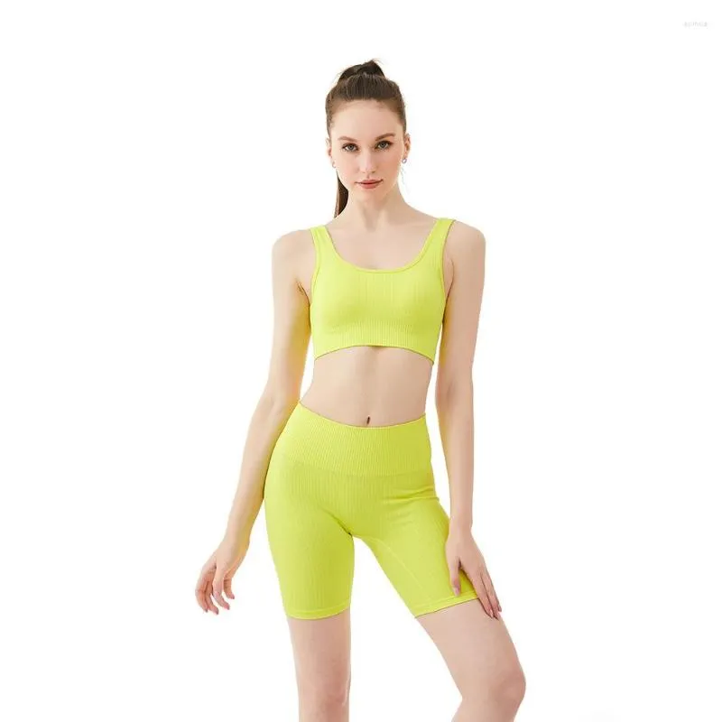 Gymkläder Yoga Set Träningskläder för Women Sports Bh Suit Female High midje Shorts Tracksuit