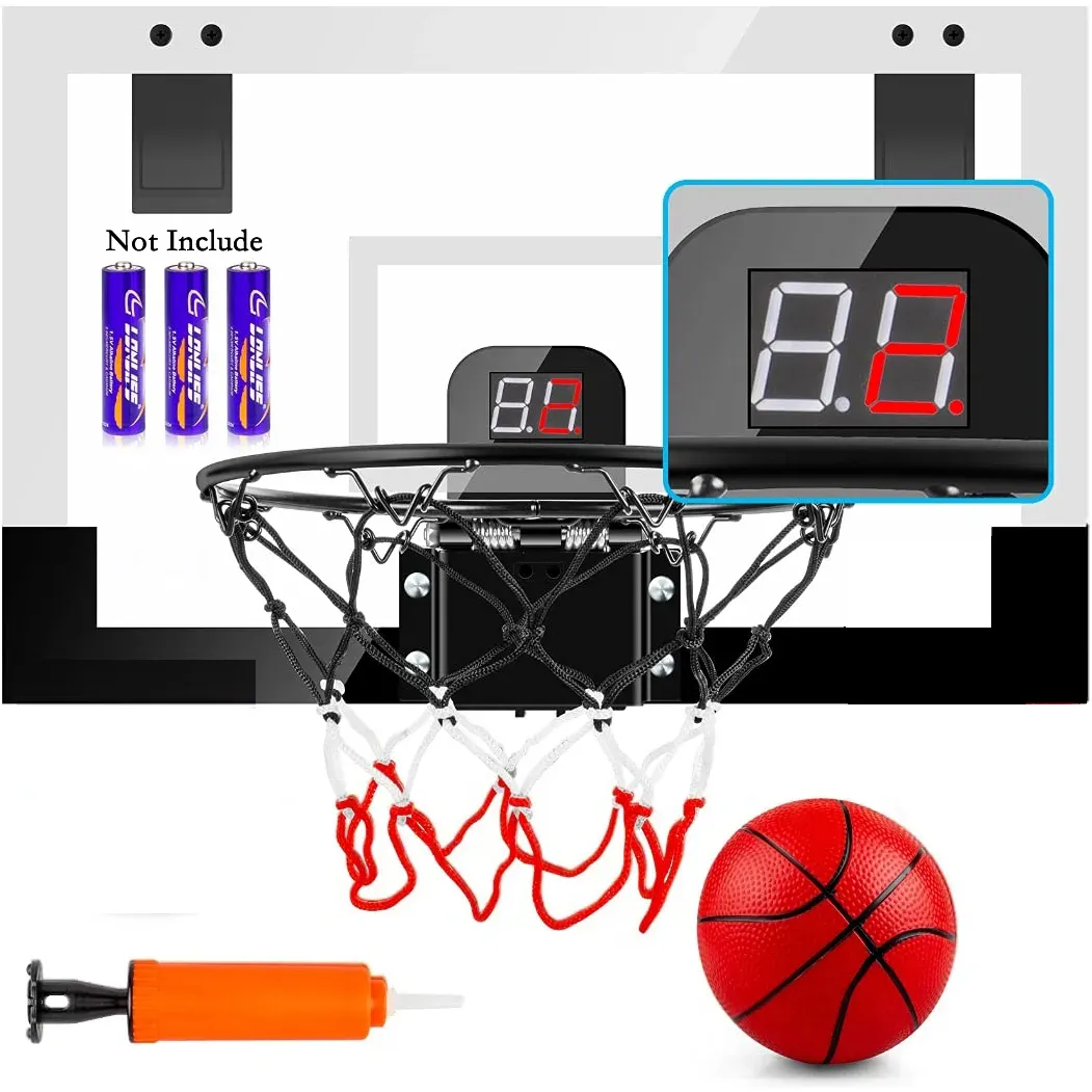 Juguetes deportivos, aro de baloncesto interior para niños y adultos, minijuego de habitación con marcador electrónico, accesorios completos