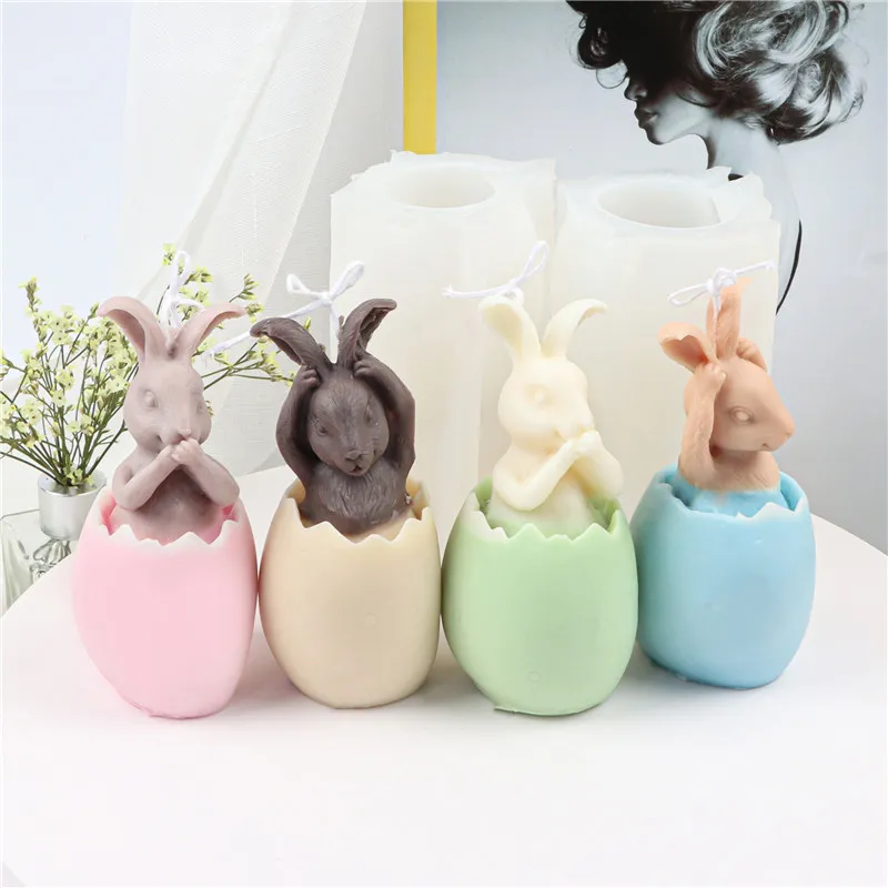 Paskalya Partisi El Yapımı 3d Tavşan Sabun Mum Kalıp Easter Yumurta Kuşağı Bunny Aroma Kalıpları