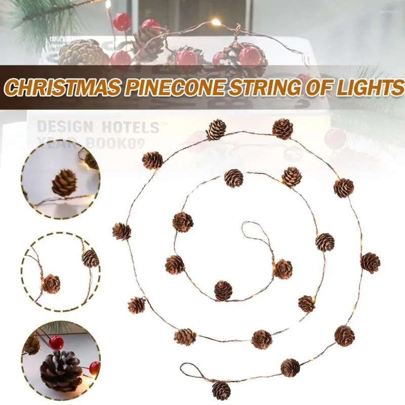 Strings 2m 20 LED -snaarlichten Batterij Pine Cone Chrismas Fairy Lamp voor slaapkamer Holiday Party Decor