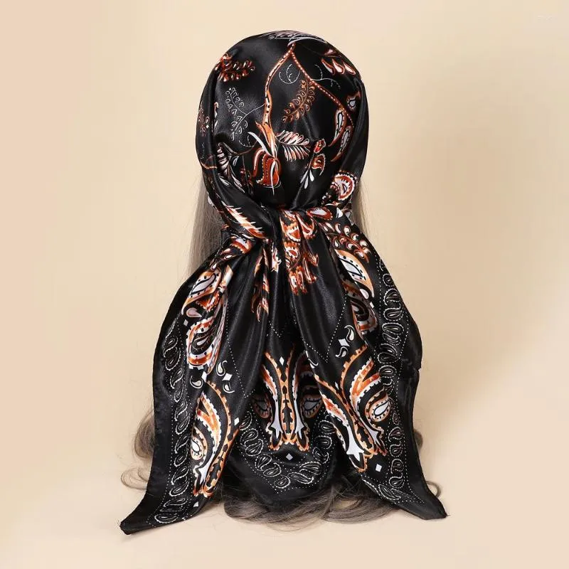 Scarves Cashew Print Twill Silk Woman Scarf Square Chian Belt Wraps Hijab Neck Gaiter Shawl Bandana Female BowTies