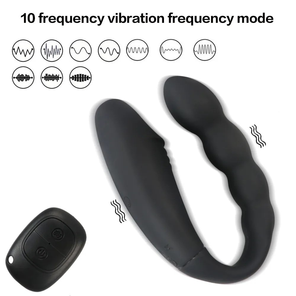 Giocattoli anali Vibratori a doppia testa a forma di U con controllo wireless per le donne G Spot Clit Anal Remote Dildo Adu_voghion.com