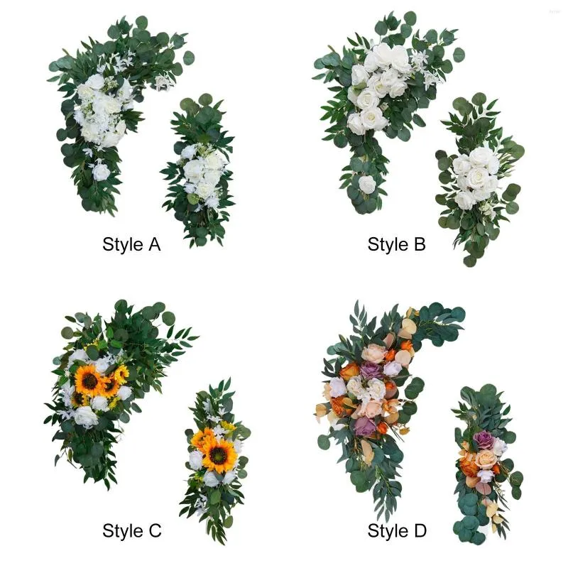 Decorative Flowers Artificial Wedding Arch Ornament Arbor Home Wall Decor Floral Swag