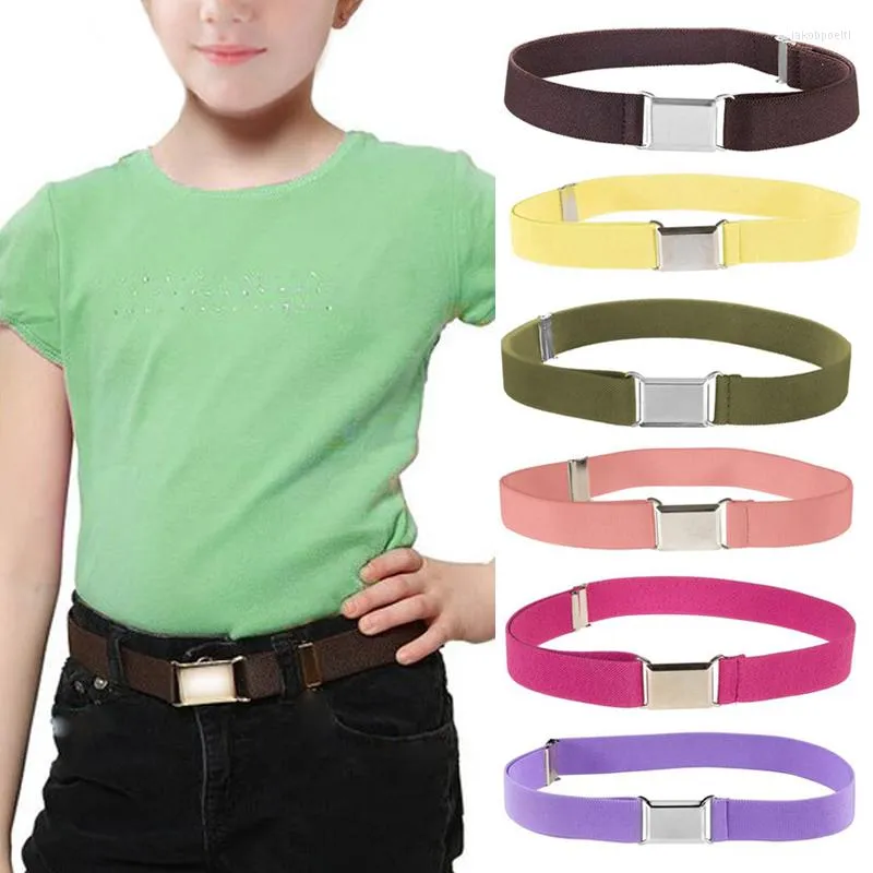 Cinture per bambini regolabili per bambini Cintura elastica elasticizzata con fibbia Pantaloni in jeans in lega di 15 colori