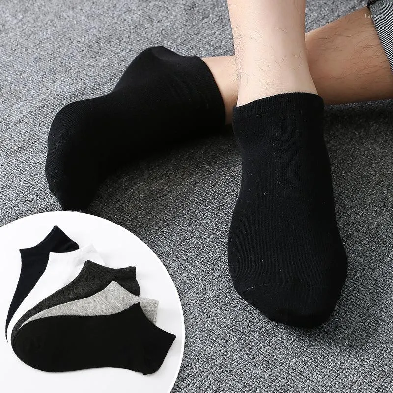 Heren sokken 5 paar/lot man korte buis katoen vaste kleur comfortabele mannen absorberen zweet ademend voor mannelijk
