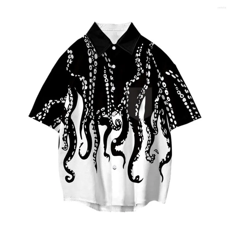 Chemises décontractées pour hommes 2023 Été Vêtements pour hommes Octopus Print Art Shirt Basic Manches courtes Beach Hawaii Street Fashion Chic Frais Facile