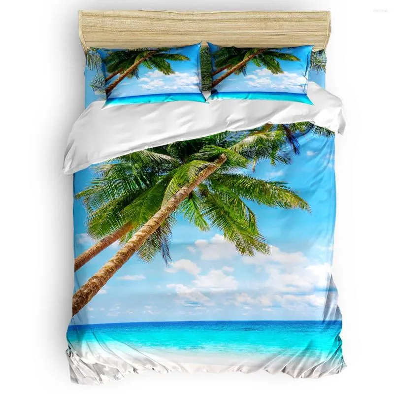 Ensembles de literie Cocotit Tree Beach Duvet Set Covers 4 Piece Polyester Fabric Cover Columbus Day Vétérans