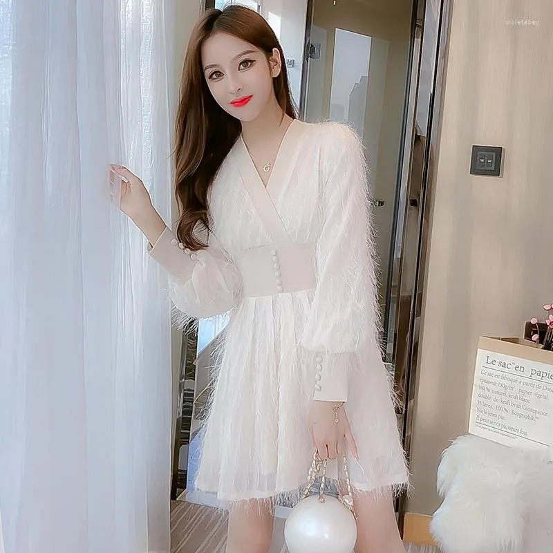 Casual Dresses White Dress Summer Elegant Fashion High Quality Female Waist Slim Women's Simple Sweet Sexy Ropa De Mujer