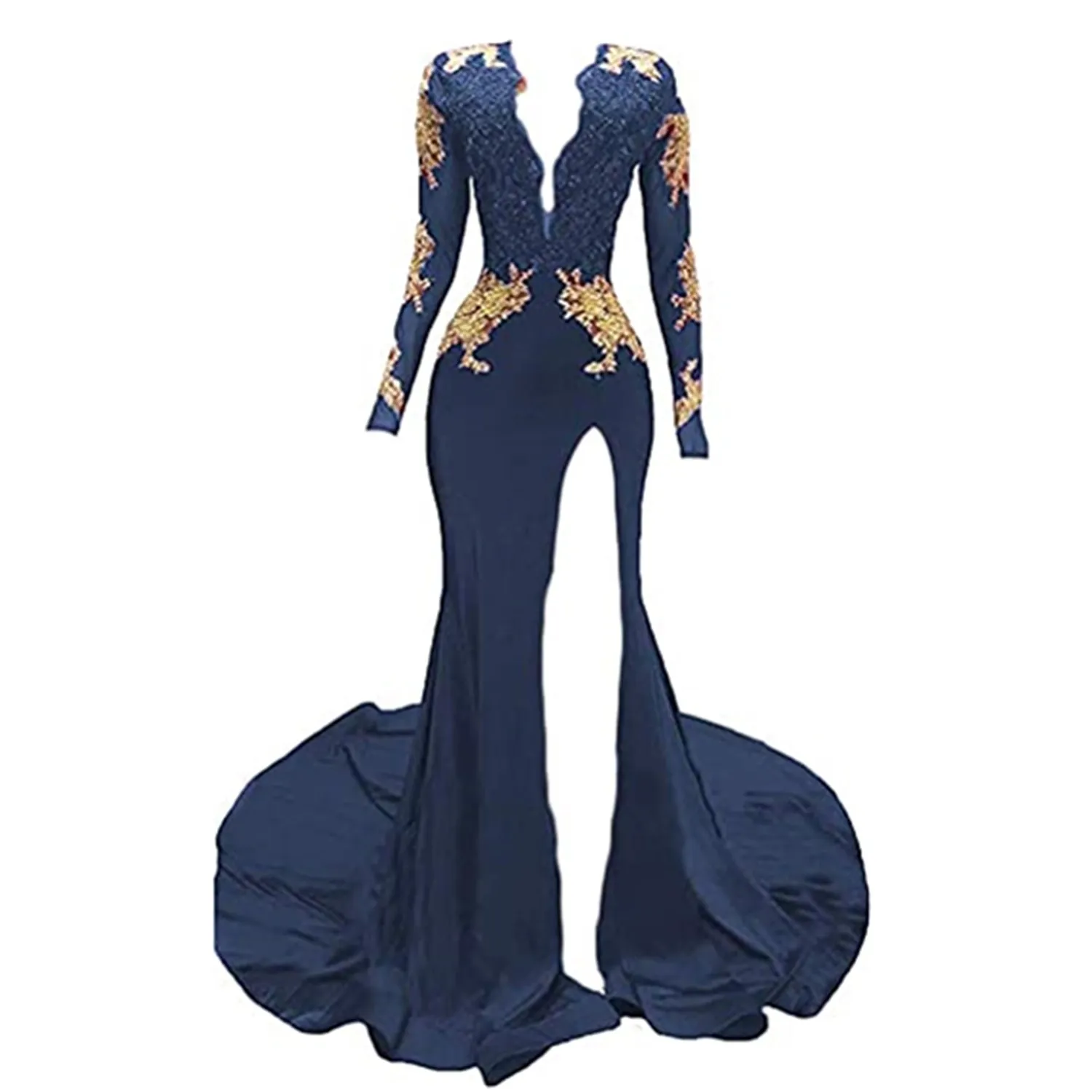knee length dresses for ladies Alexa Long Sleeve Midi Dress-Blue, Decorative Blossom main image 0