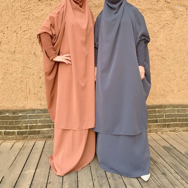 Etnische kleding Eid Hooded Moslimvrouwen hijab aangebed Gebed kledingstuk Jilbab Abaya Long Khimar Volledige dekking jurk abayas sets islamitische kleding