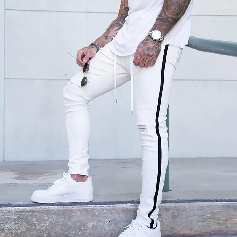 Herenjeans Kancool 2023 hiphop gat gescheurde broek mode slanke mannen groot formaat merk skinny stretch fit