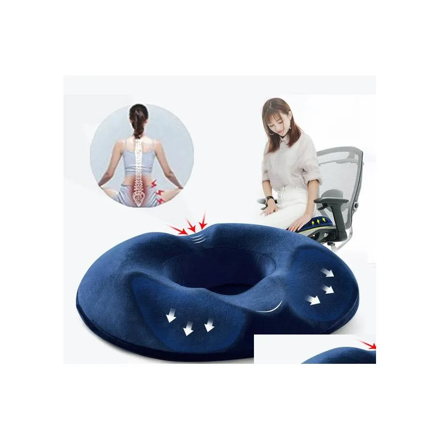 Cushion/Decorative Pillow Memory Foam Chair Seat Cushion Comfort Car Orthopedic Office Breathable Soft Pad Washable Er 6 Colors Dbc Dh5Nh