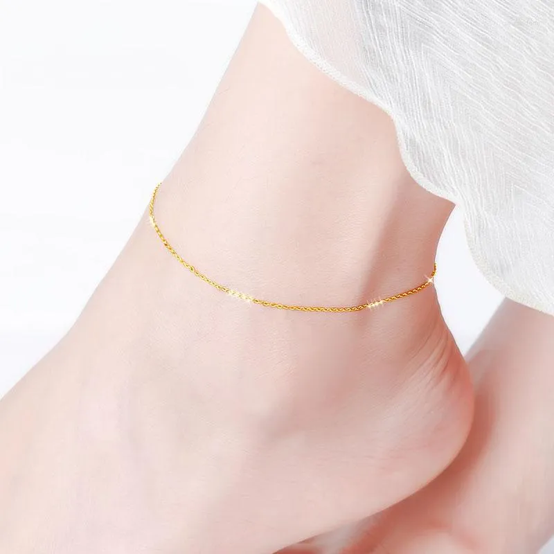 anklets zhixi real 18k gold anklet fine jewelry pure au750調整可能なチェーンイエローホワイトローズ豪華なギフトJ501