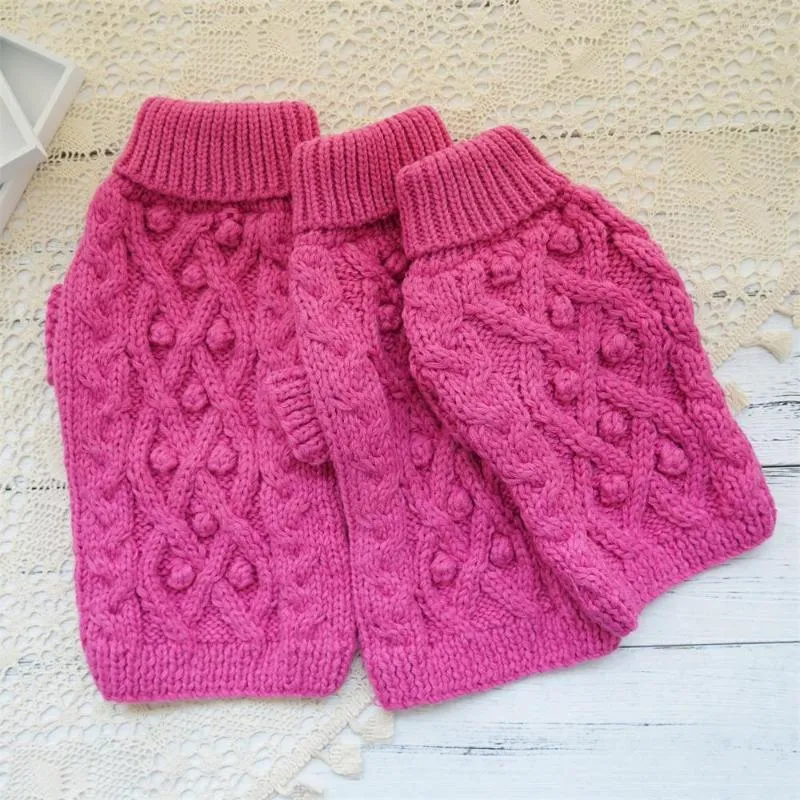 Dog Apparel Hand Knitted Pink Chunky Cable Dog's Jumper Sweater