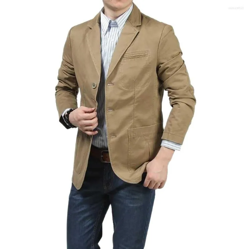 Männer Anzüge Mode Herren Casual Blazer Baumwolle Mantel Military Jacke V-ausschnitt Marke Kleidung Frühling Herbst Männlich