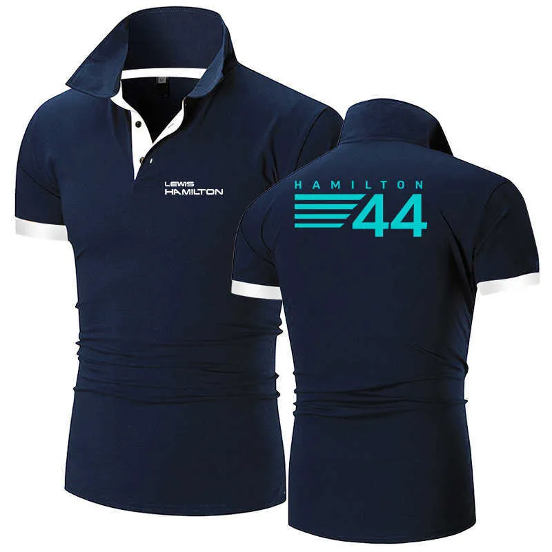 2023 F1 Team Formula One Polo Men's Driver Lewis Hamilton Digital 44 Nya bomullsskjortor Casual Solid Color Slim Fit Summer Fashion Tops Clothing Yru0