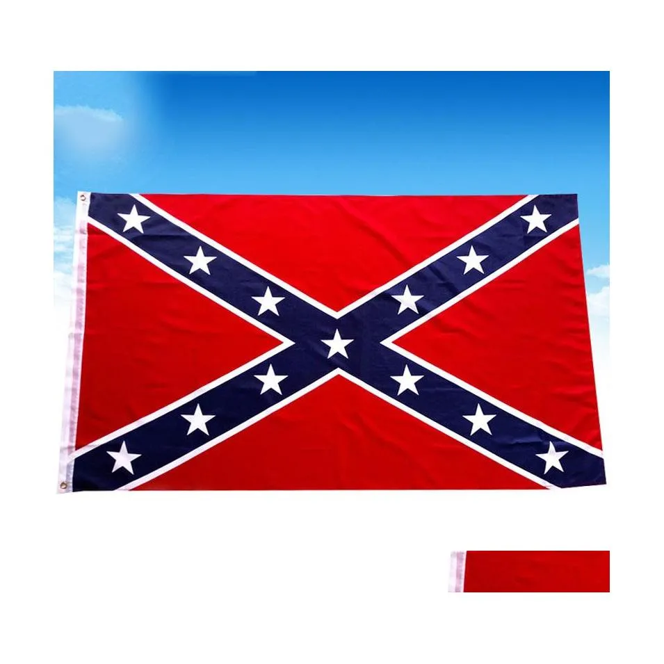 Bannerflaggor 3x5 ft Tv￥ sidor Penetration Flag Confederate Rebel Civil War Polyester National Banners Anpassningsbara VT1427 Drop Deliv DHHPN