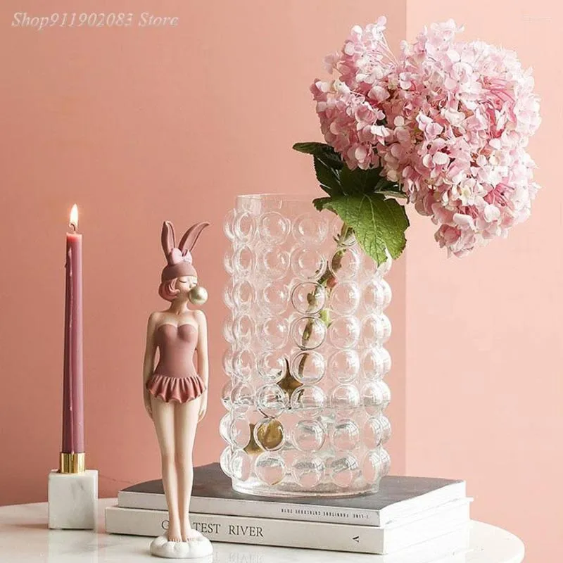 Vasos bolha de parede de flor de vidro criativo levantou adorável arranjo transparente acessórios vaso de decoração doméstica moderna