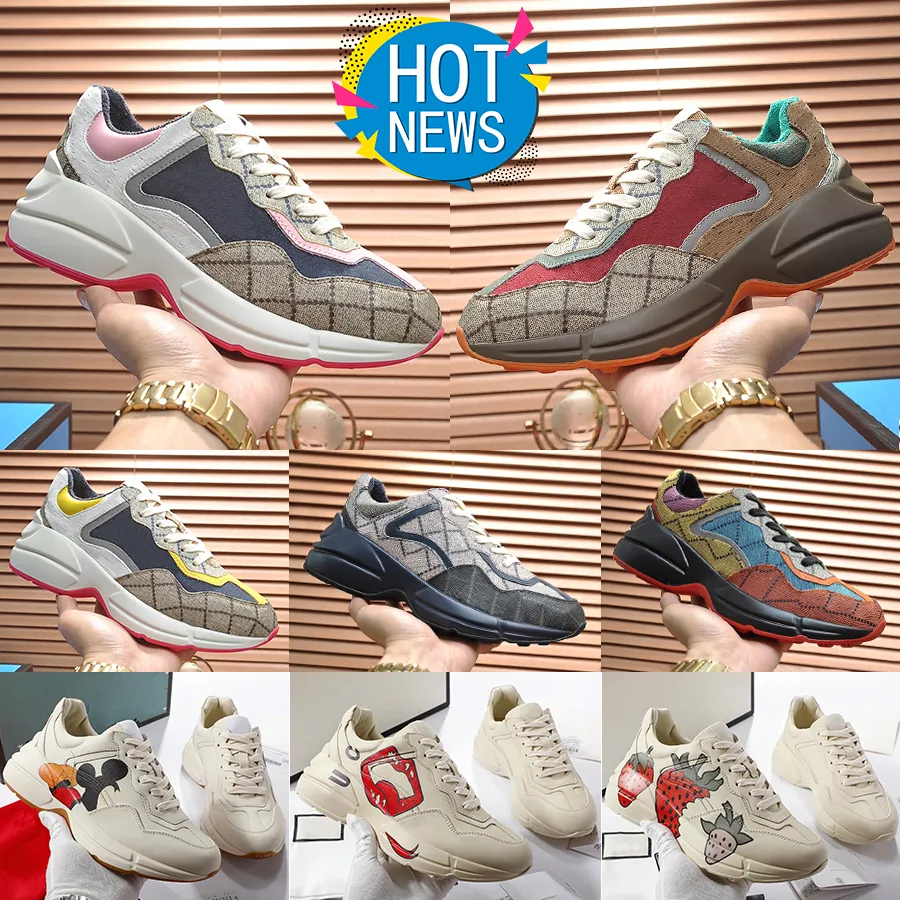 Lüks Günlük Ayakkabılar Chunky Rhyton Deri Baskılı Love Parade yansıtıcı Sneaker fare kedi ağzı baskılı lacivert beyaz pembe kanvas kadın erkek spor eğitmenleri spor ayakkabıları