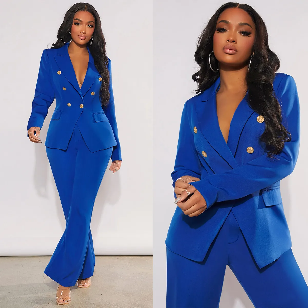 Slim Fit Wide Leg Pants Suit For Women Perfect For Spring, Evening
