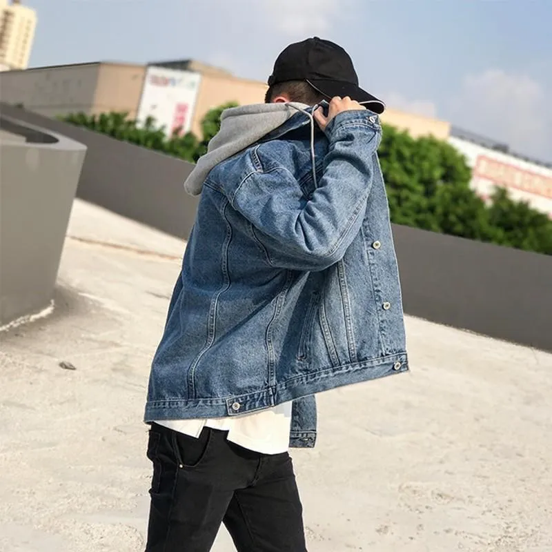 Men s Jackets Male Fashion Spring Autumn Jeans Coat 2023 Mens Loose Fit Streetwear Jacket Hoodie Hip Hop Style Denim