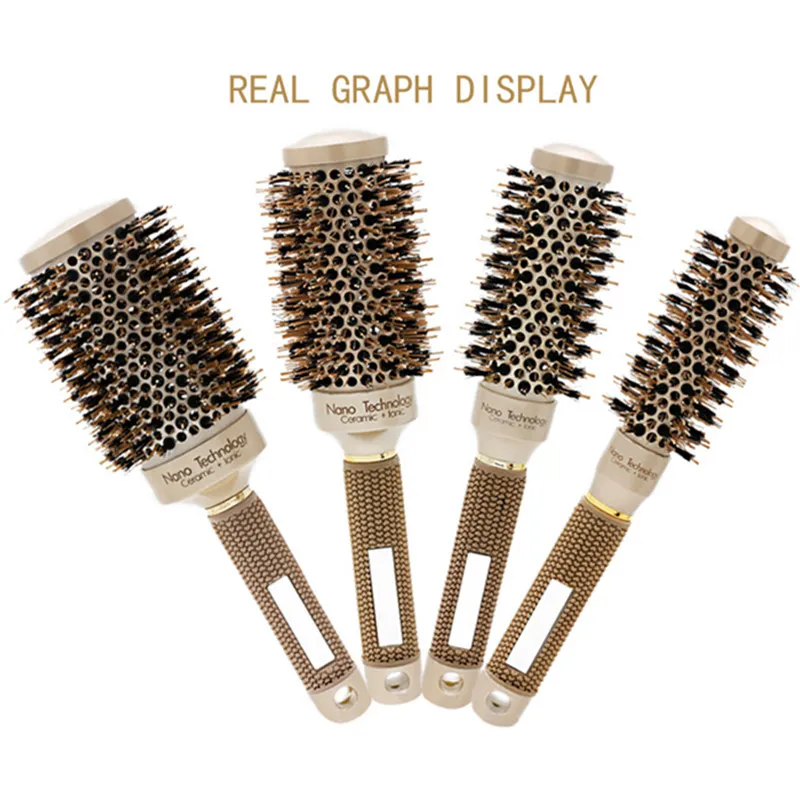 1PC 4 Sizes Professional Salon Styling Tools Round Hair Comb Hairdressing Curling Hair Brushes Ceramic Iron Barrel