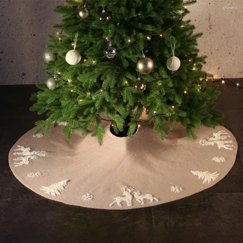 Decorazioni natalizie 2023 Tappetino per albero di Natale in fibra acrilica 3D ricamato con fiocco di neve per la decorazione domestica