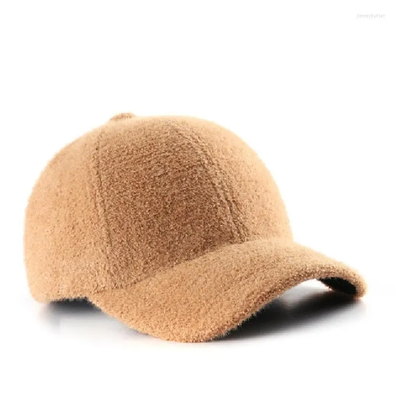 Ball Caps Baseball Cap Woman Solid Faux Fur Hats Thick Warm Snapback Winter Autumn Casual Lambswool Trucker Hat Retro Bone