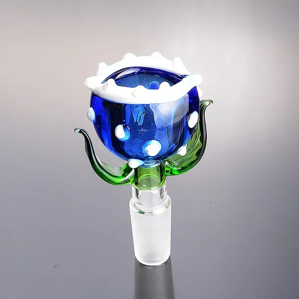 Blue Cannibal Flower Glass Bowls 14mm 18mm Male for Tobacco Bowl Piece Water Bongs Dab Oil Rigs Smoking Pipes